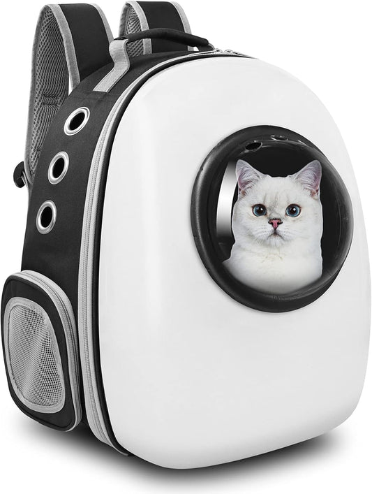 Cat Backpack Carrier Bubble Bag, Space Capsule Shell Dog Backpack Carrier for Small Pets Dogs, Pet Carrier Dog Backpack Airline Approved Travel Carrier - White