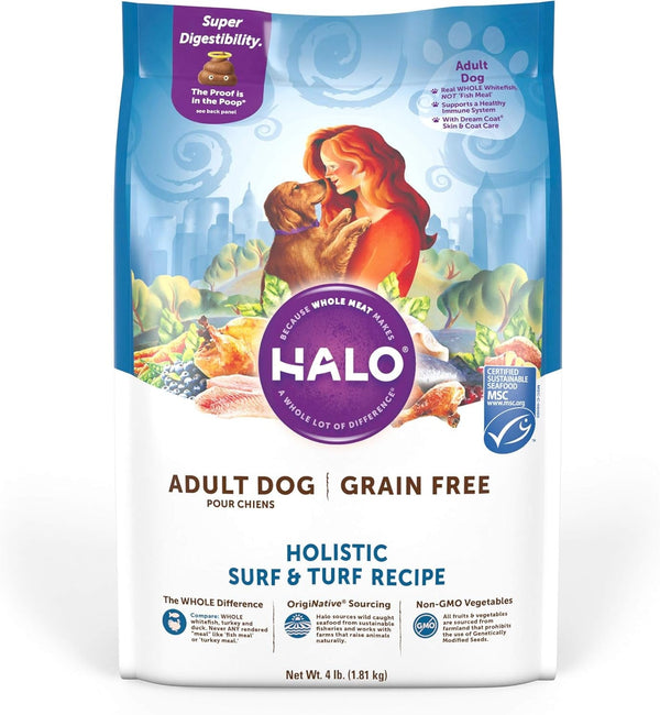 Adult Dry Dog Food, Grain Free, Surf & Turf 4 - Pound Bag - Form&Fur