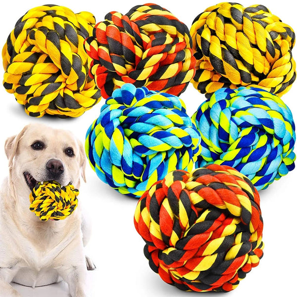 Dog Chew Toys for Aggressive Chewers, Dog Balls for Large Dogs, Heavy Duty Dog Toys with Tough Twisted, Dental Cotton Dog Rope Toy for Medium Dogs, 6 Pack Indestructible Chew Toys - Form&Fur