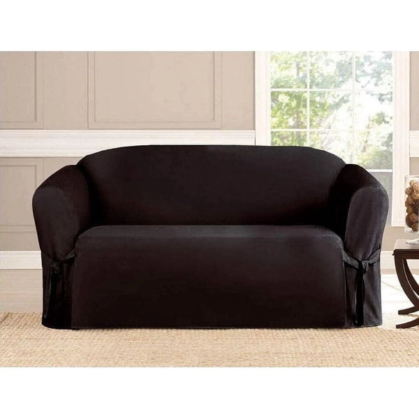 Microsuede Slipcover Furniture Protector Cover, Perfect for Pets, Black, Loveseat - Form&Fur